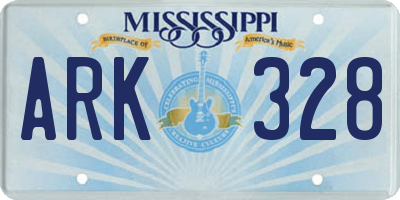 MS license plate ARK328