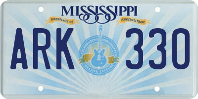 MS license plate ARK330