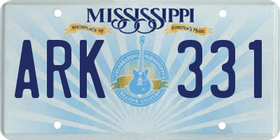 MS license plate ARK331