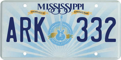 MS license plate ARK332