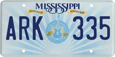 MS license plate ARK335