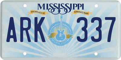 MS license plate ARK337