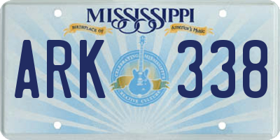 MS license plate ARK338