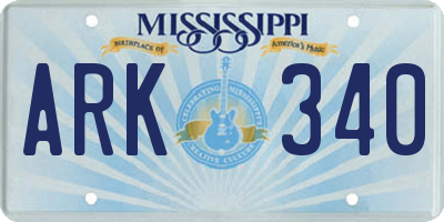 MS license plate ARK340