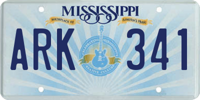 MS license plate ARK341