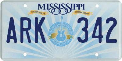 MS license plate ARK342