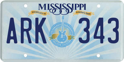 MS license plate ARK343