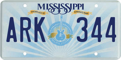 MS license plate ARK344
