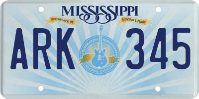 MS license plate ARK345