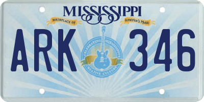 MS license plate ARK346