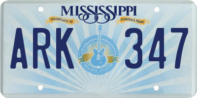 MS license plate ARK347