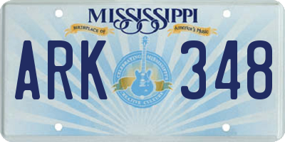 MS license plate ARK348