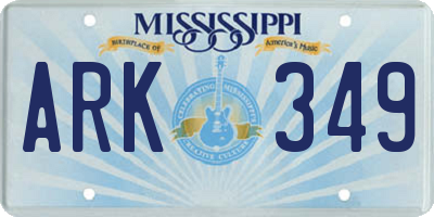 MS license plate ARK349