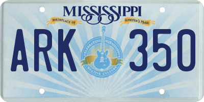 MS license plate ARK350