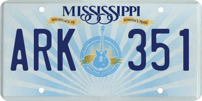 MS license plate ARK351