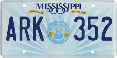MS license plate ARK352