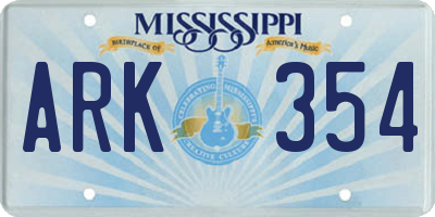 MS license plate ARK354