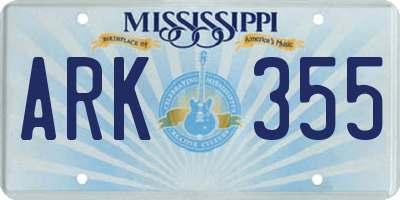 MS license plate ARK355