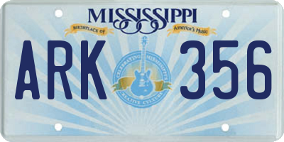 MS license plate ARK356
