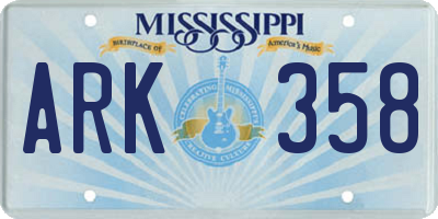 MS license plate ARK358
