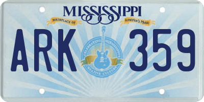MS license plate ARK359