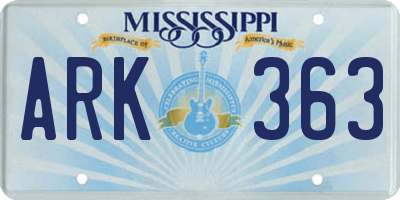 MS license plate ARK363