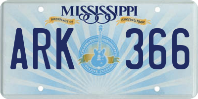 MS license plate ARK366