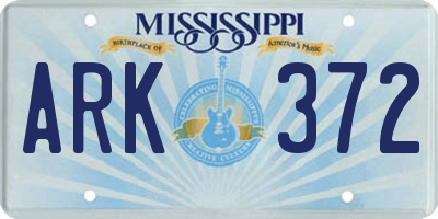 MS license plate ARK372