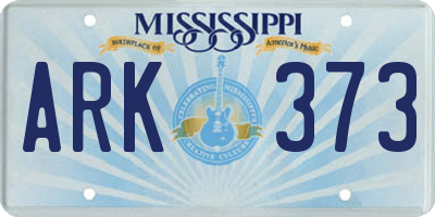 MS license plate ARK373