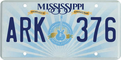 MS license plate ARK376