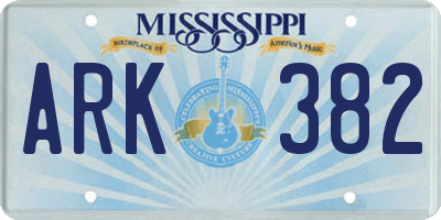 MS license plate ARK382
