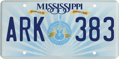 MS license plate ARK383