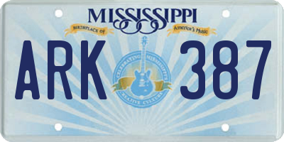 MS license plate ARK387
