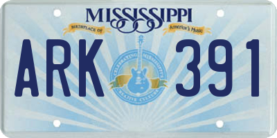 MS license plate ARK391