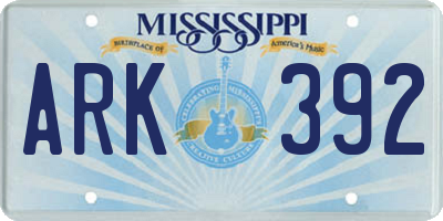 MS license plate ARK392