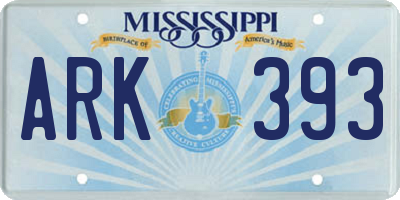 MS license plate ARK393