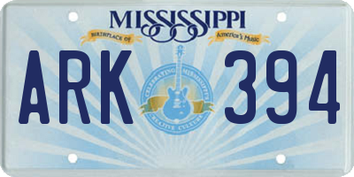 MS license plate ARK394