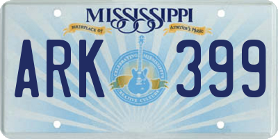 MS license plate ARK399