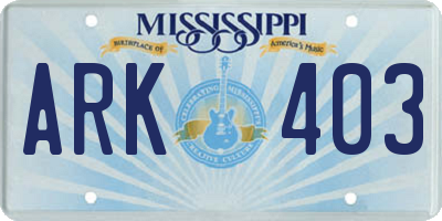 MS license plate ARK403