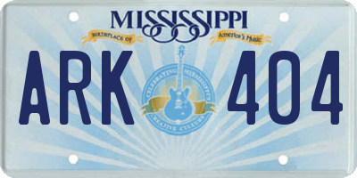 MS license plate ARK404