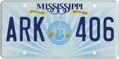 MS license plate ARK406