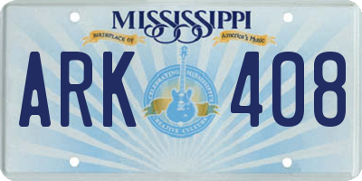 MS license plate ARK408