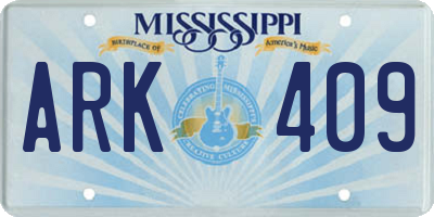 MS license plate ARK409