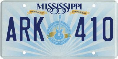 MS license plate ARK410