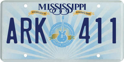 MS license plate ARK411