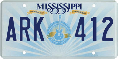 MS license plate ARK412