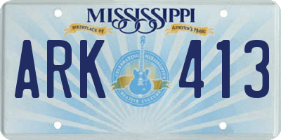 MS license plate ARK413