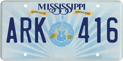 MS license plate ARK416