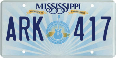 MS license plate ARK417