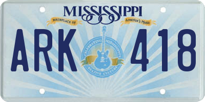MS license plate ARK418